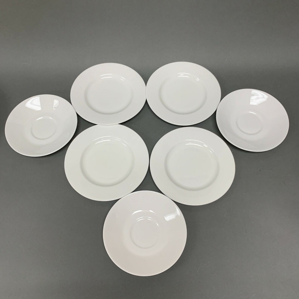 Minton 6 1/4" Bread Butter Plates 5 5/8" Saucers All White Lot of 7